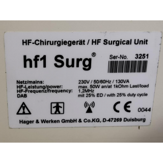 HF surgery - Hager &amp; Werken - hf1 Surg