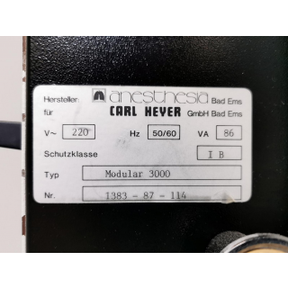 Anesthesia Machine - Carl Heyer GmbH Bad Ems - Modular 3000 - An&auml;sthesieger&auml;t