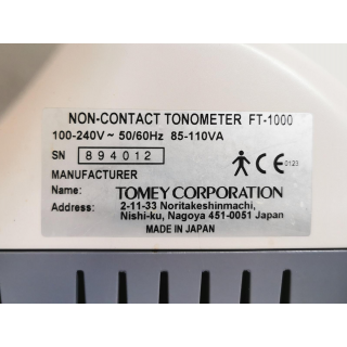 Non-Contact Tonometer - Tomey Corporation - FT-1000 - Non-Kontakt-Tonometer